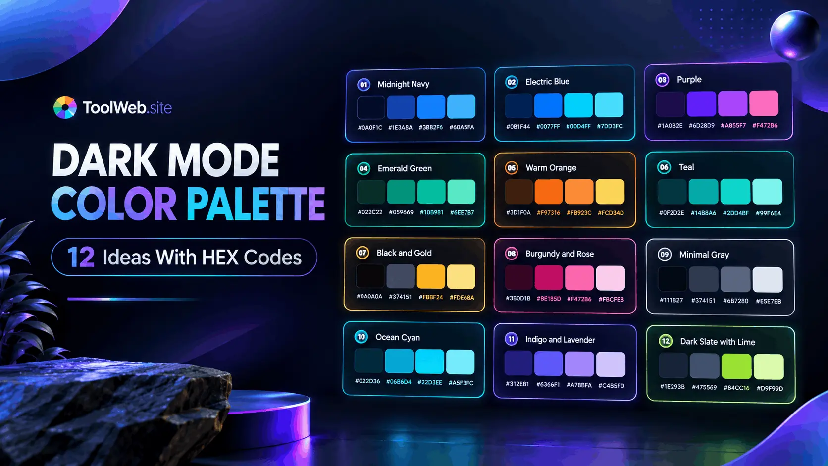Dark Mode Color Palette | 12 Ideas With HEX Codes